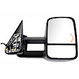 Driver and Passenger Side Towing Mirror, Power Adjust, Heated, Manual Folding, Textured Black, In-glass Signal Light, No Memory, No Puddle Light, No Auto-Dim, With Blind Spot Glass