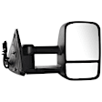 Driver and Passenger Side Towing Mirror, Power Adjust, Heated, Manual Folding, Textured Black, No Signal Light, No Memory, No Puddle Light, No Auto-Dim, With Blind Spot Glass