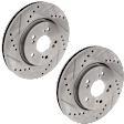 Front Brake Disc, Natural Finish, Cross-drilled and Slotted, Vented, 5 Lugs, 296 mm