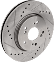 Front Brake Disc, Natural Finish, Cross-drilled and Slotted, Vented, 5 Lugs, 296 mm