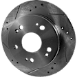 Rear Brake Disc, Natural Finish, Cross-drilled and Slotted, Solid, 5 Lugs, 259.59 mm