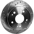 Rear Brake Disc, Natural Finish, Cross-drilled and Slotted, Solid, 5 Lugs, 259.59 mm