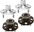 4-Wheel Set Front and Rear, Driver and Passenger Side Wheel Hubs, Front - Without Bearing; Rear - With Bearing, With Rear Disc Brake