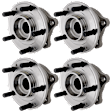 4-Wheel Set Front and Rear, Driver and Passenger Side Wheel Hubs, 5 Lugs, with Bearing, AWD