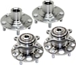 4-Wheel Set Front and Rear, Driver and Passenger Side Wheel Hubs, Front - Without Bearing; Rear - With Bearing