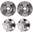 4-Wheel Set Front and Rear, Driver and Passenger Side Wheel Hubs, Front - Without Bearing; Rear - With Bearing