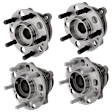 4-Wheel Set Front and Rear, Driver and Passenger Side Wheel Hubs, With Bearing, With Sensor, RWD