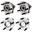 4-Wheel Set Front and Rear, Driver and Passenger Side Wheel Hubs, 5 Lugs, with Bearing, 5 x 4.5 in. Bolt Pattern, FWD