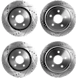 Front and Rear Brake Disc, 4-Wheel Set, Cross-drilled and Slotted, 5 Lugs