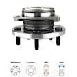Front, Driver and Passenger Side Wheel Hub, 5 Lugs, With Bearing