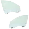 Front, Driver and Passenger Side Door Glasses, No Tint, Non-Laminated, Replaces NAGS No. DD12197 GTYN, DD12198 GTYN
