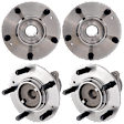 4-Wheel Set Front and Rear, Driver and Passenger Side Wheel Hubs, Front - Without Bearing; Rear - With Bearing, With Sensor
