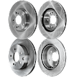 Front and Rear Brake Disc, 4-Wheel Set, Plain Surface, Vented, 5 Lugs