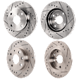 Front and Rear Brake Disc, 4-Wheel Set, Cross-drilled and Slotted, Vented - Front; Solid - Rear, 5 Lugs