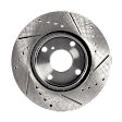 Front and Rear Brake Disc, 4-Wheel Set, Cross-drilled and Slotted, Vented - Front; Solid - Rear, 5 Lugs