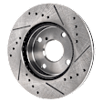 Front and Rear Brake Disc, 4-Wheel Set, Cross-drilled and Slotted, Vented - Front; Solid - Rear, 5 Lugs