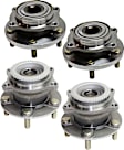 Front and Rear, Driver and Passenger Side Wheel Hub, 5 Lugs, With Bearing, FWD, 3.8L, 6Cyl