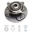 Front and Rear, Driver and Passenger Side Wheel Hub, 4 Lugs, With Bearing, 1.6L, 4Cyl