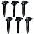 Ignition Coil, Set of 6, 2-Prong Connector