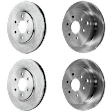 Front and Rear Brake Disc, 4-Wheel Set, Plain Surface, Vented, 6 Lugs