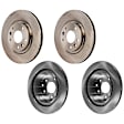 Front and Rear Brake Discs, 4-Wheel Set, Plain Surface, Solid, 5 Lugs, For Models with 2-Row Seating
