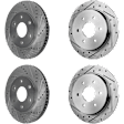 Front and Rear Brake Disc, 4-Wheel Set, Cross-drilled and Slotted, Vented - Front; Solid - Rear, 6 Lugs