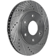 Front and Rear Brake Disc, 4-Wheel Set, Cross-drilled and Slotted, Vented - Front; Solid - Rear, 6 Lugs