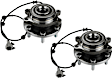 Front, Driver and Passenger Side Wheel Hub, 6 Lugs, With Bearing, With Sensor, 4WD