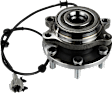 Front, Driver and Passenger Side Wheel Hub, 6 Lugs, With Bearing, With Sensor, 4WD