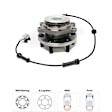4-Wheel Set Front and Rear, Driver and Passenger Side Wheel Hubs, with Bearings and Sensor, RWD