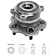 2-Wheel Set Rear, Driver and Passenger Side Wheel Hubs, 5 Lugs, with Bearing, 5 x 4.5 in. Bolt Pattern