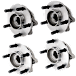 4-Wheel Set Front and Rear, Driver and Passenger Side Wheel Hub, FWD, 5 Lugs, With Bearing
