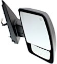 Driver and Passenger Side Mirror, Power Adjust, Heated, Manual Folding, Textured Black, No Signal Light, No Memory, No Puddle Light, No Auto-Dim, With Blind Spot Glass