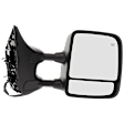 Driver and Passenger Side Towing Mirror, Power Adjust, Heated, Manual Folding, Textured Black, No Signal Light, No Memory, No Puddle Light, No Auto-Dim, With Blind Spot Glass