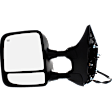 Driver and Passenger Side Towing Mirror, Power Adjust, Heated, Manual Folding, Textured Black, No Signal Light, With Memory, No Puddle Light, No Auto-Dimming, With Blind Spot Glass