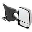 Driver and Passenger Side Towing Mirror, Power Adjust, Heated, Manual Folding, Textured Black, No Signal Light, With Memory, No Puddle Light, No Auto-Dimming, With Blind Spot Glass
