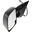 Driver and Passenger Side Towing Mirror, Power Adjust, Heated, Manual Folding, Textured Black, No Signal Light, With Memory, No Puddle Light, No Auto-Dimming, With Blind Spot Glass