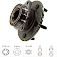 2-Wheel Set Front, Driver and Passenger Side Wheel Hubs, With Bearing, With Sensor, 4WD, 4-Wheel ABS