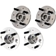 4-Wheel Set Front and Rear, Driver and Passenger Side Wheel Hubs, Front - Without Bearing; Rear - With Bearing, 4 Lugs, 4 x 3.94 in. Bolt Pattern