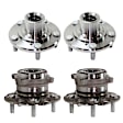 4-Wheel Set Front and Rear, Driver and Passenger Side Wheel Hubs, Front - Without Bearing; Rear - With Bearing, AWD