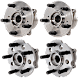 Front and Rear, Driver and Passenger Side Wheel Hub, 5 Lugs, With Bearing