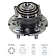 Front and Rear, Driver and Passenger Side Wheel Hub, 5 Lugs, With Bearing, FWD, 3.5L, 6Cyl