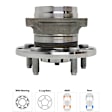 Front and Rear, Driver and Passenger Side Wheel Hub, 5 Lugs, With Bearing