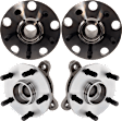 Front and Rear, Driver and Passenger Side Wheel Hub, 5 Lugs, With Bearing, AWD