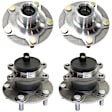 4-Wheel Set Rear, Driver and Passenger Side Wheel Hubs, Front - Without Bearing; Rear - With Bearing, FWD