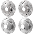 Front and Rear Brake Disc, 4-Wheel Set, Cross-drilled and Slotted, Vented - Front; Solid - Rear, 5 Lugs