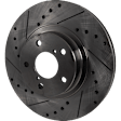 Front and Rear Brake Disc, 4-Wheel Set, Cross-drilled and Slotted, Vented - Front; Solid - Rear, 5 Lugs
