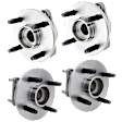 Front and Rear, Driver and Passenger Side Wheel Hub, 4 Lugs, With Bearing, FWD