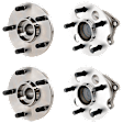 4-Wheel Set Front and Rear, Driver and Passenger Side Wheel Hubs, Front - Without Bearing; Rear - With Bearing, With Sensor, FWD