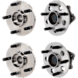 4-Wheel Set Front and Rear, Driver and Passenger Side Wheel Hubs, Front - Without Bearing; Rear - With Bearing